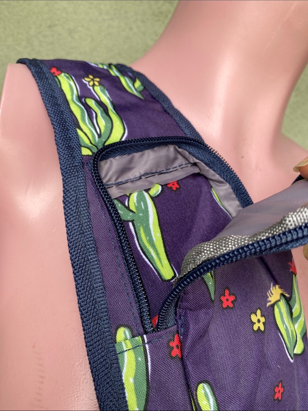 Purple Cactus Sling Bag with Navy Strap - Picture 4 of 10